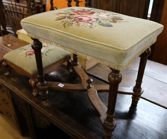 Edwardian piano stool and a foot stool